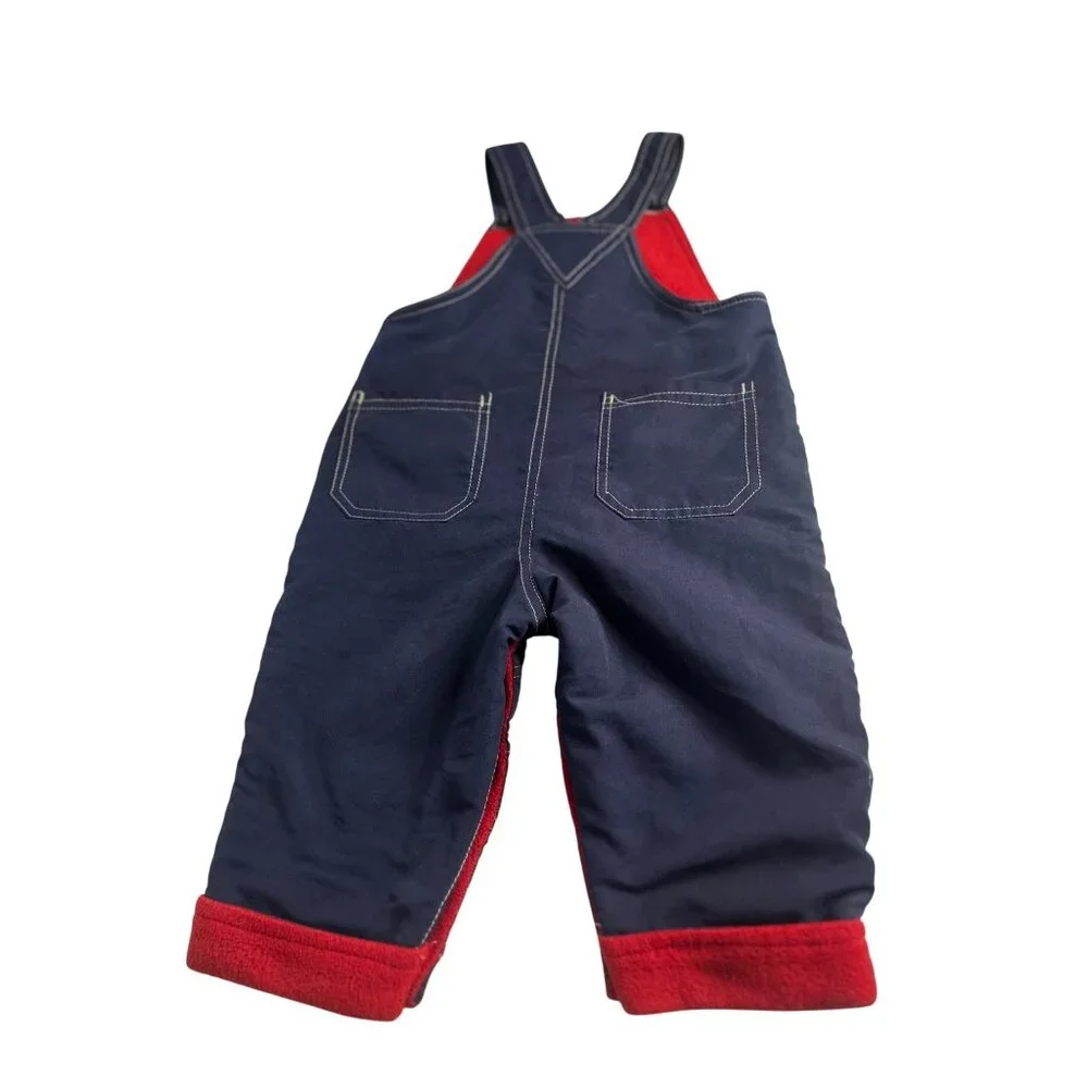 VTG Great Outdoors Toddler Snow Overalls Fleece-Lined Bib Pants 12M Winter Retro